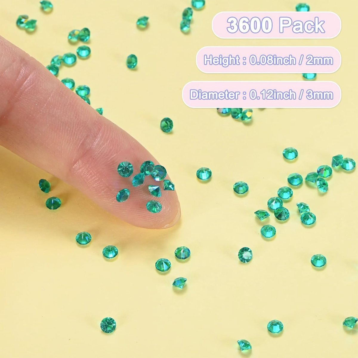 METERXITY 3600 stuks acryl diamanten, 0,12 inch/3 mm bruiloft tafel strooi confetti kristallen voor vaasvullers/kunstambacht, acryl diamanten edelstenen [pauwblauw AB]