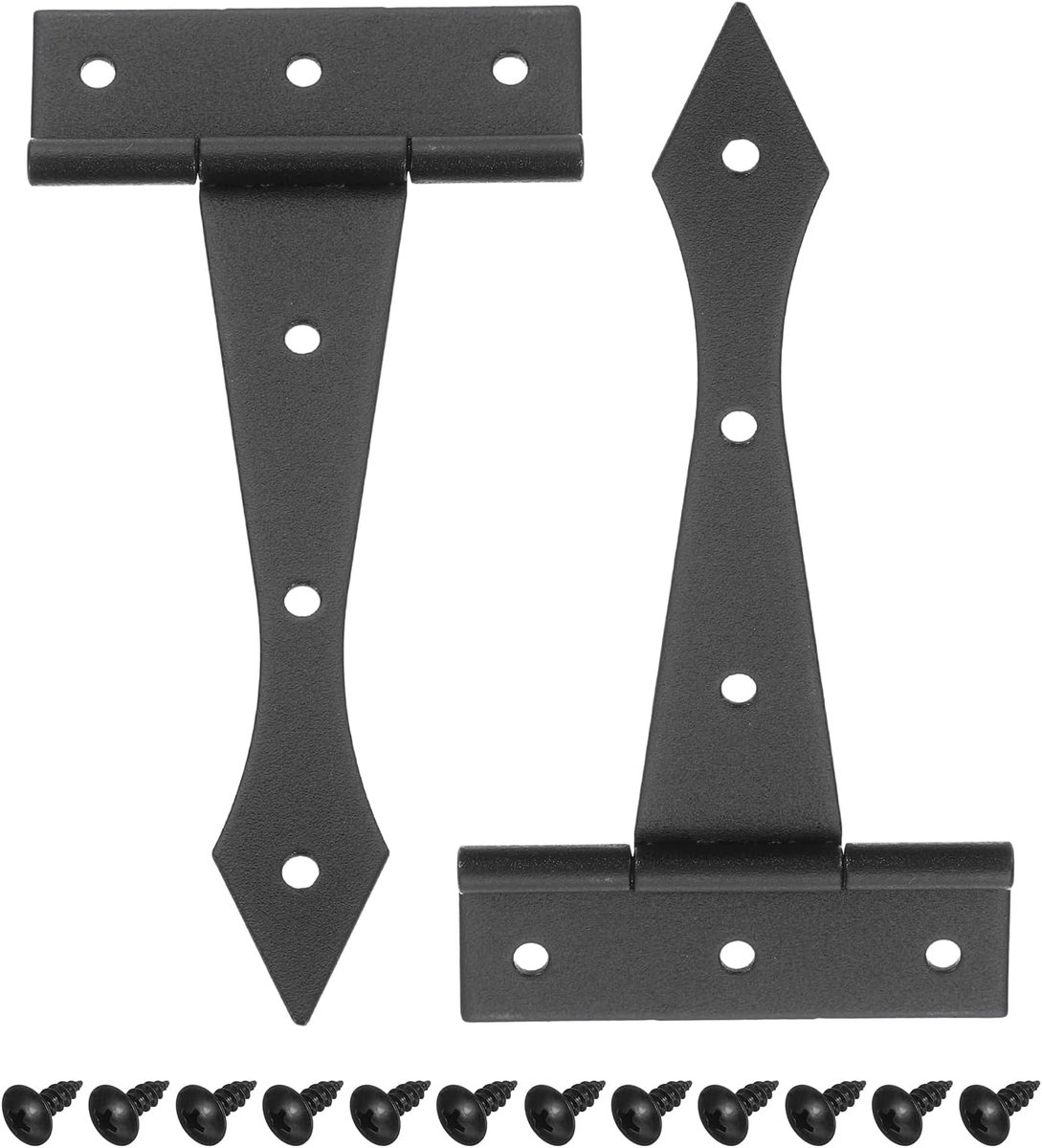 Scharnieren, 10,2 cm, 2 stuks, T-scharnieren, deurscharnieren, voor schuur, duurzame deurscharnieren voor houten hekken, terrasdeuren, schuur, kist, mat zwart