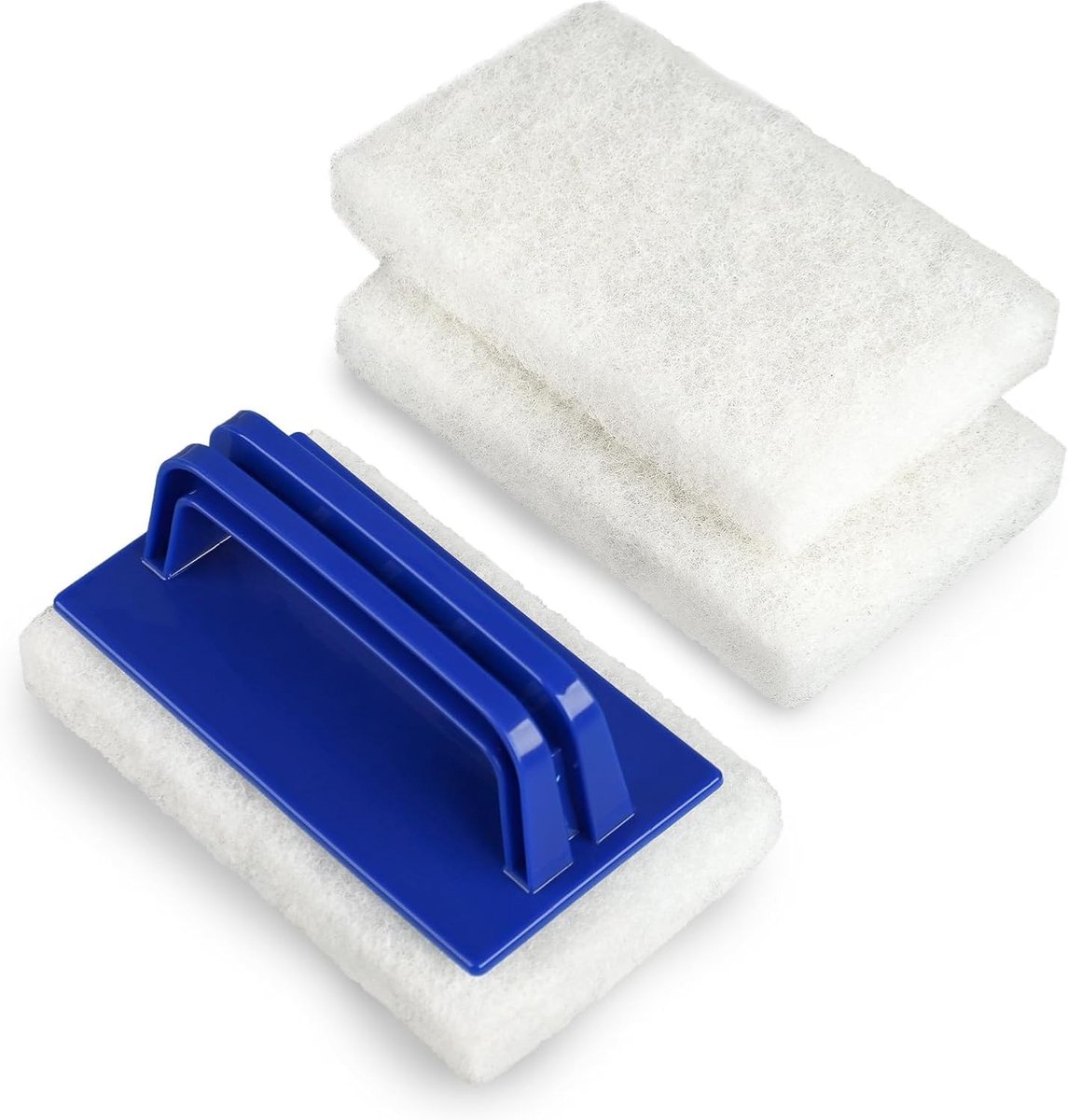 4 stuks zwembadsponsborstels, blauw, zwembadreiniging, handschrobber, zwembadborstel, reinigingsborstel met handvat, spons, zwembadspons, kan zwembadvlekken en mos verwijderen