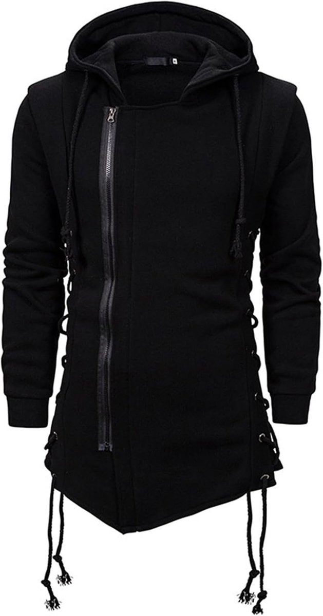 Hoodies Sweatshirts Gothic Asymmetrische Rits Kant Kant Fleece Hooded Jacket