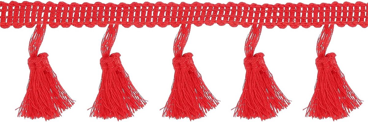 10 meter kwastjes-franjes, 4,5 cm kwastjesfranjes kantband naaien - franjes voor naaien, handwerk, woondecoratie, kleding, beddengoed, gordijnen, rood
