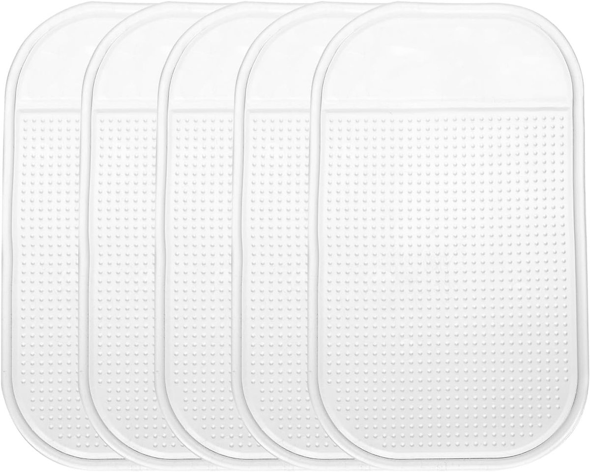 5 stuks auto dashboard antislipmat 14,9 x 7,5 cm universele kleverige dashpad wasbare herbruikbare auto anti-slip matten voor mobiele telefoon sleutels, transparant
