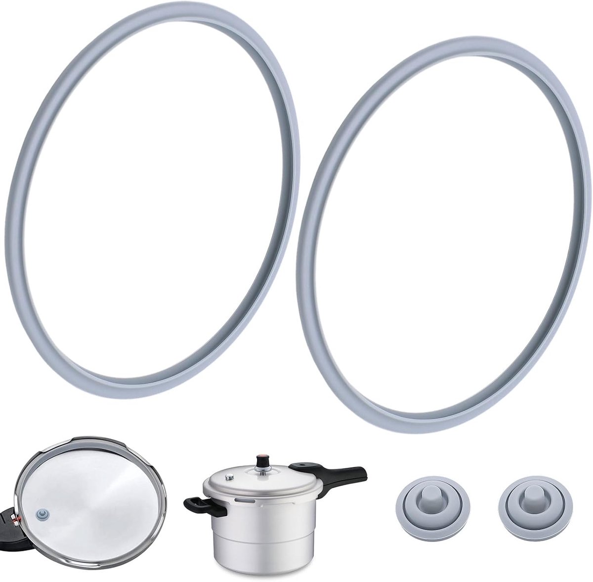 2 stuks afdichtring 22 cm voor WMF, snelkookpan afdichtring siliconen met kooksignaalafdichting voor WMF 6068559990 6068559997 reserveonderdeel afdichtring