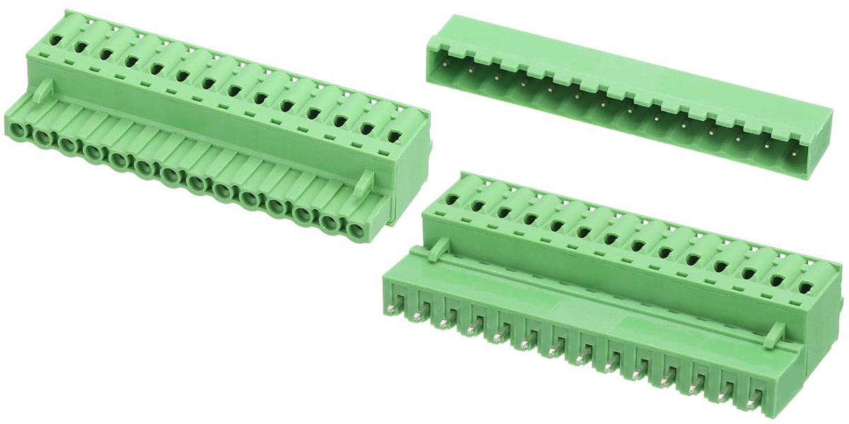 2 set 14-polige PCB-klemlijst, 5,08 mm printplaten, stekkers en stopcontacten, kits aansluitklem blok rechte naald voor 28-10AWG kabel