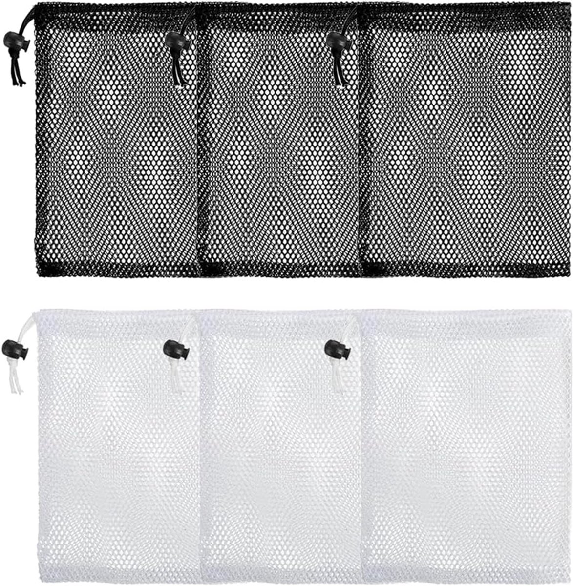 6 stuks mesh trekkoord zakken, polyester kleine nettas 15 x 20 cm trekkoord opbergnet tas voor reizen sport volleybal golf strand speelgoed verzamelen