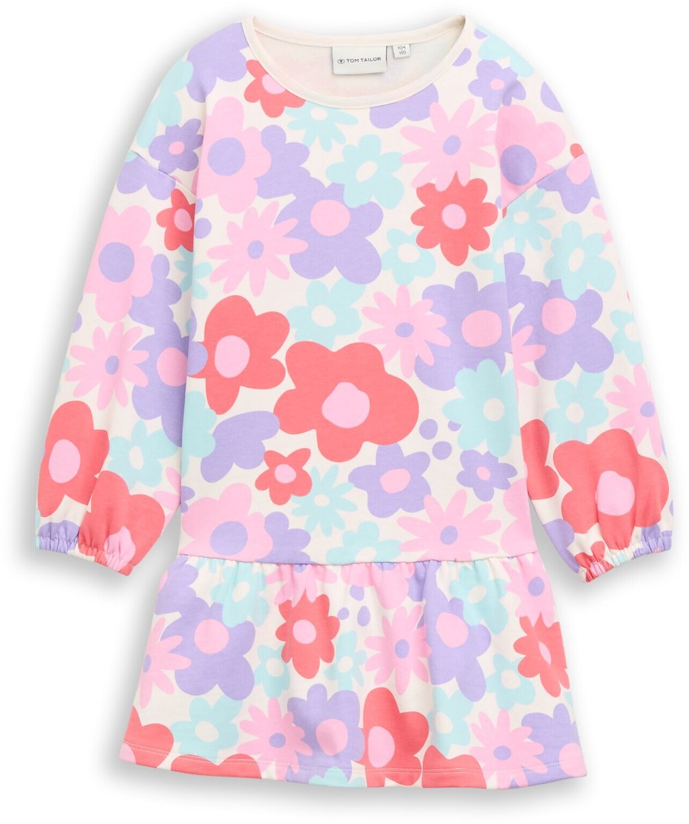 Tom Tailor - Sweatjurk met volants - Maat 104/110 - colorful big floral design