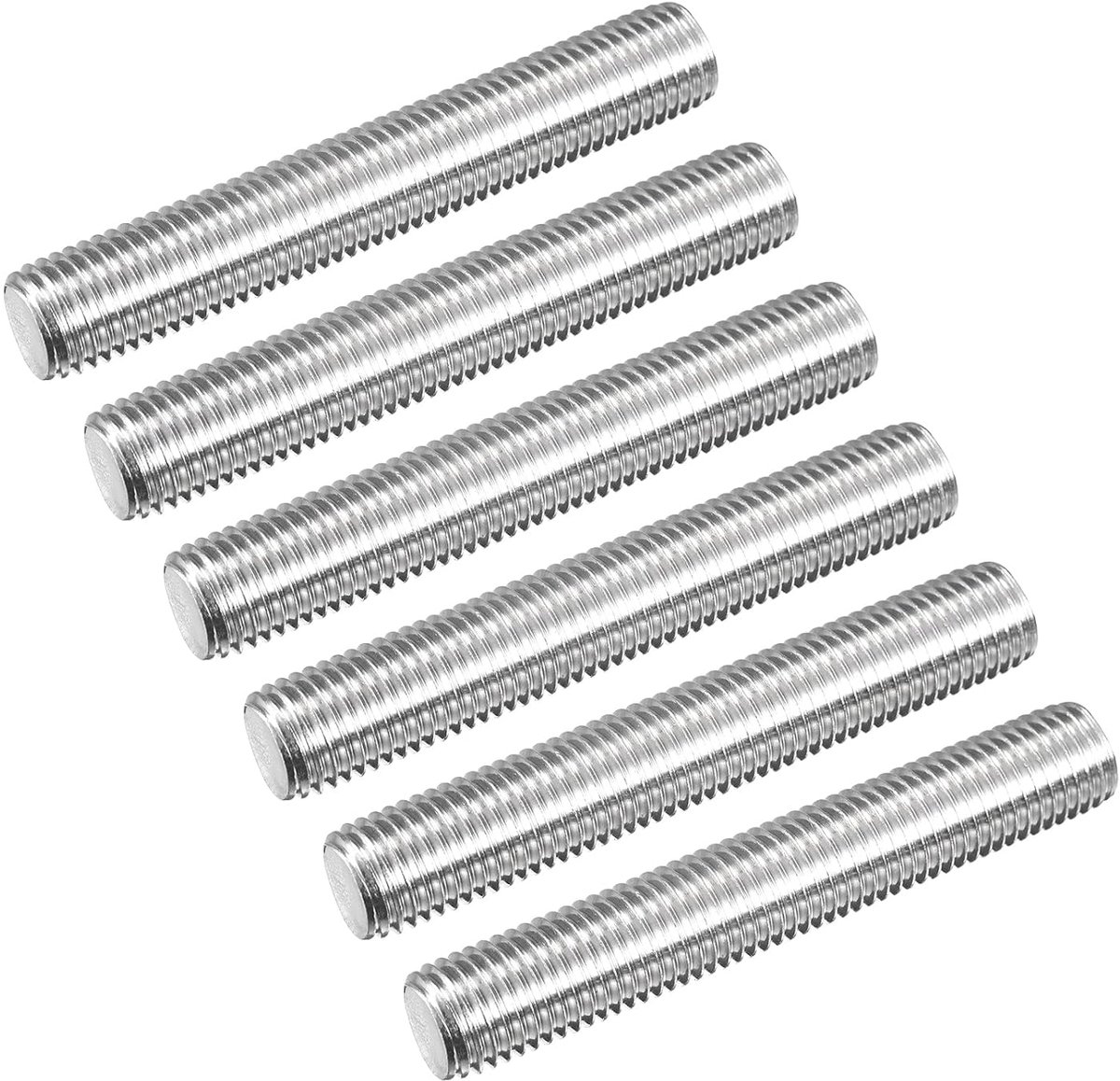 Draadstang compleet M16 x 100 mm schroefdraadstang 2 mm van roestvrij staal 304 rechtse schroefdraadstangen 6 stuks