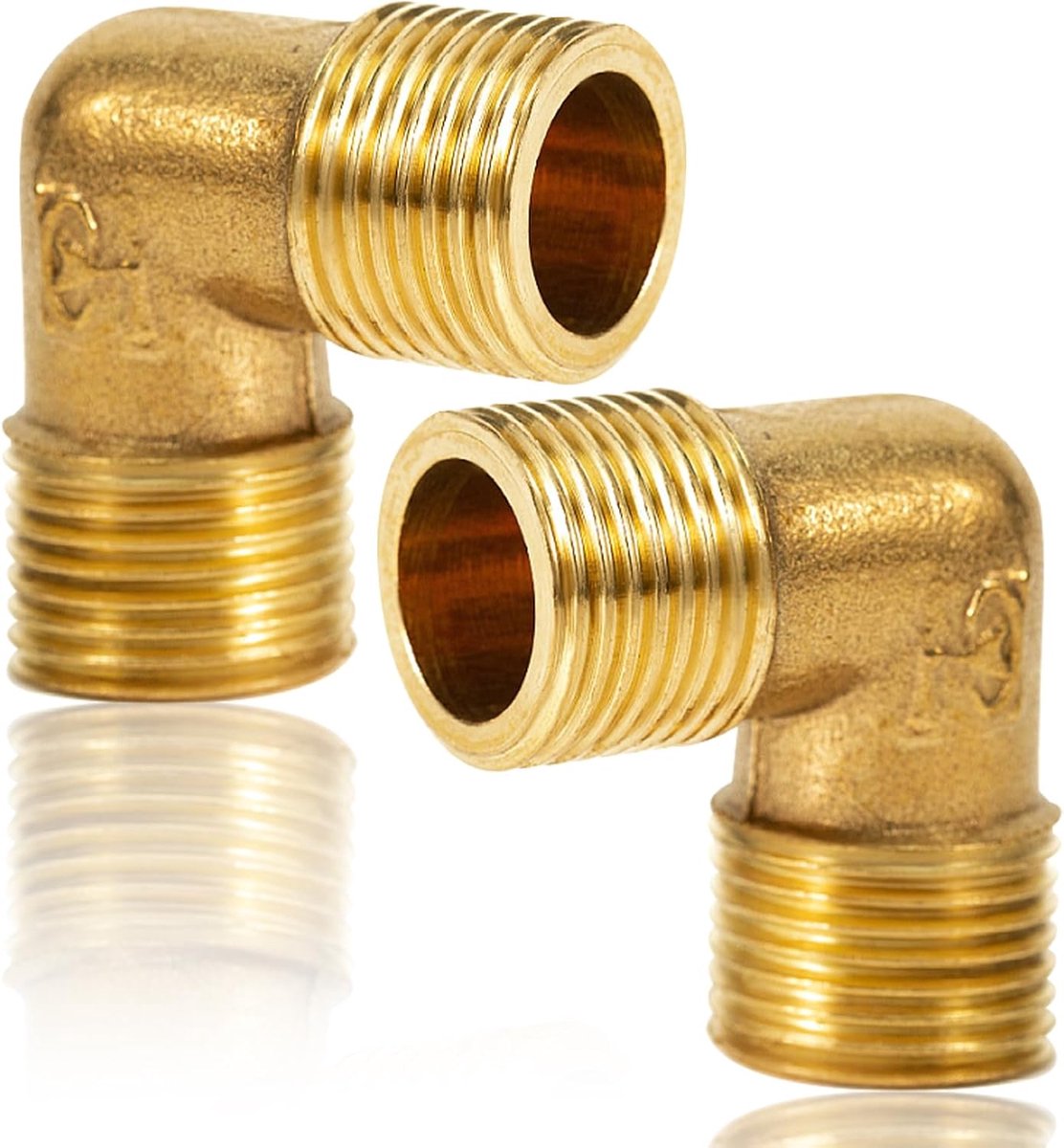 2 Stuks Messing Winkel 90 Graden, 1 Inch AG op AG, DN25 Buishoek Boog, 2 Inch Buitendraad x Buitendraad, Sanitaire Aansluitstukken, Hoek Geschikt Voor