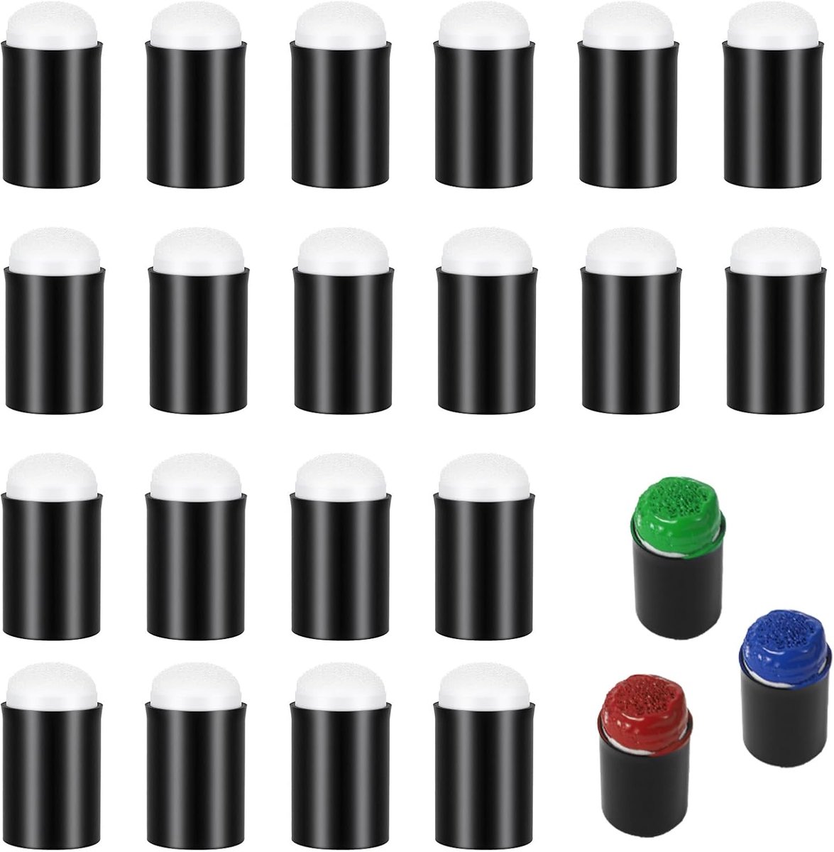20 stuks vingerspons, vingerschilderspons, vingersponzen, schilderspons, vingerspons, Daubers, multifunctionele vingerstempel met kunststof handvat voor kunst, kaarten, doe-het-zelf handwerk