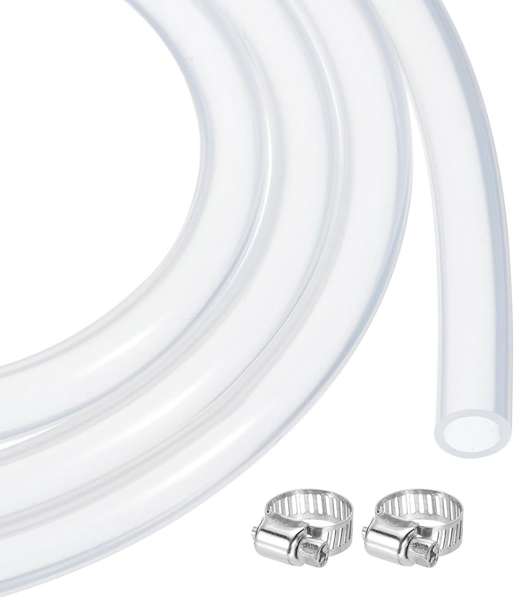 Slang van siliconen rubber, transparant, 5 mm x 10 mm, flexibel, voor bier, wijn, sifon, 3/16 inch (3/16 inch), ID 3/8 inch OD met 2 slangklemmen