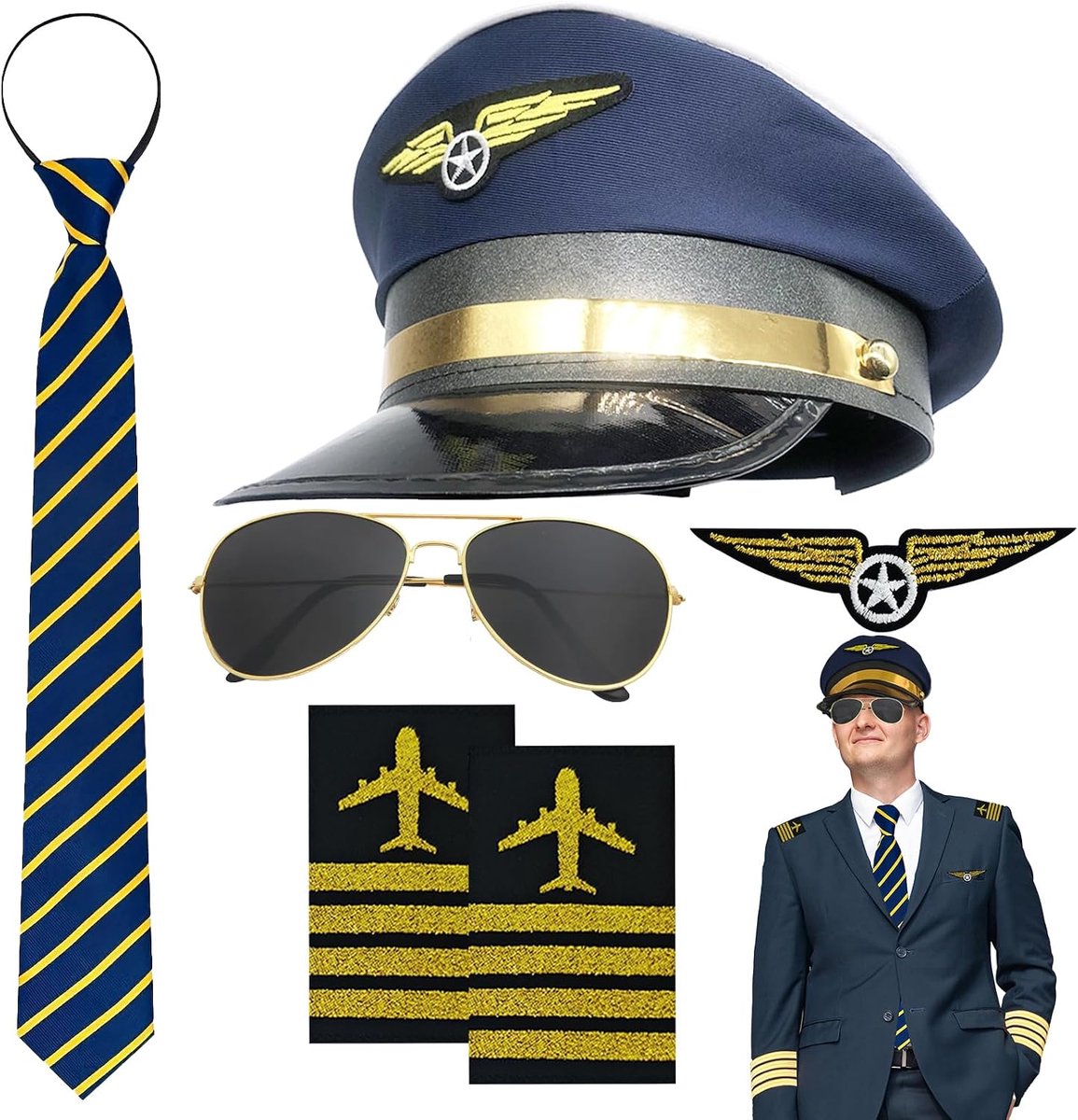 pilot kapitein kostuum accessoires