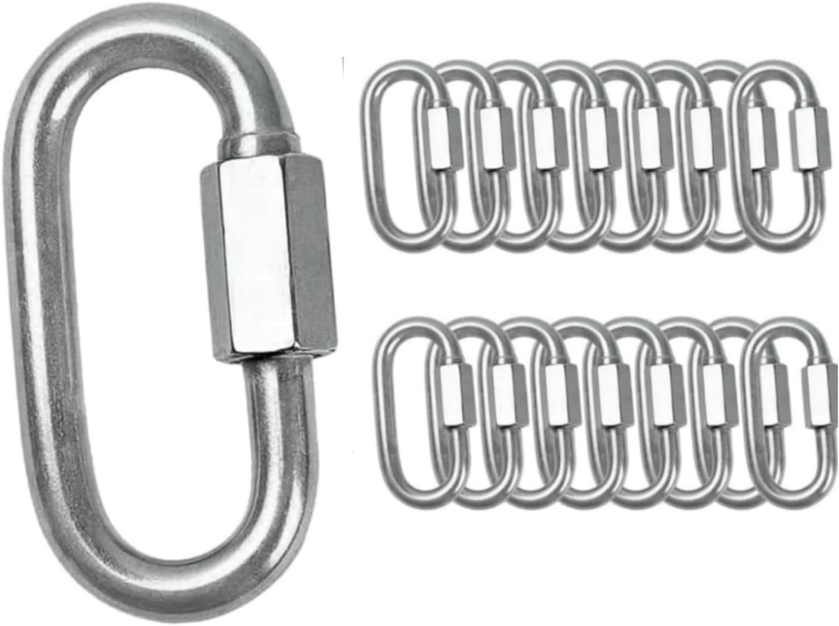 zwaar gebruik M6 RVS 16 stuks – Sterke snelle koppeling – 716 lbs draagvermogen – Zilver – Geschikt voor buiten en binnen toepassingen
