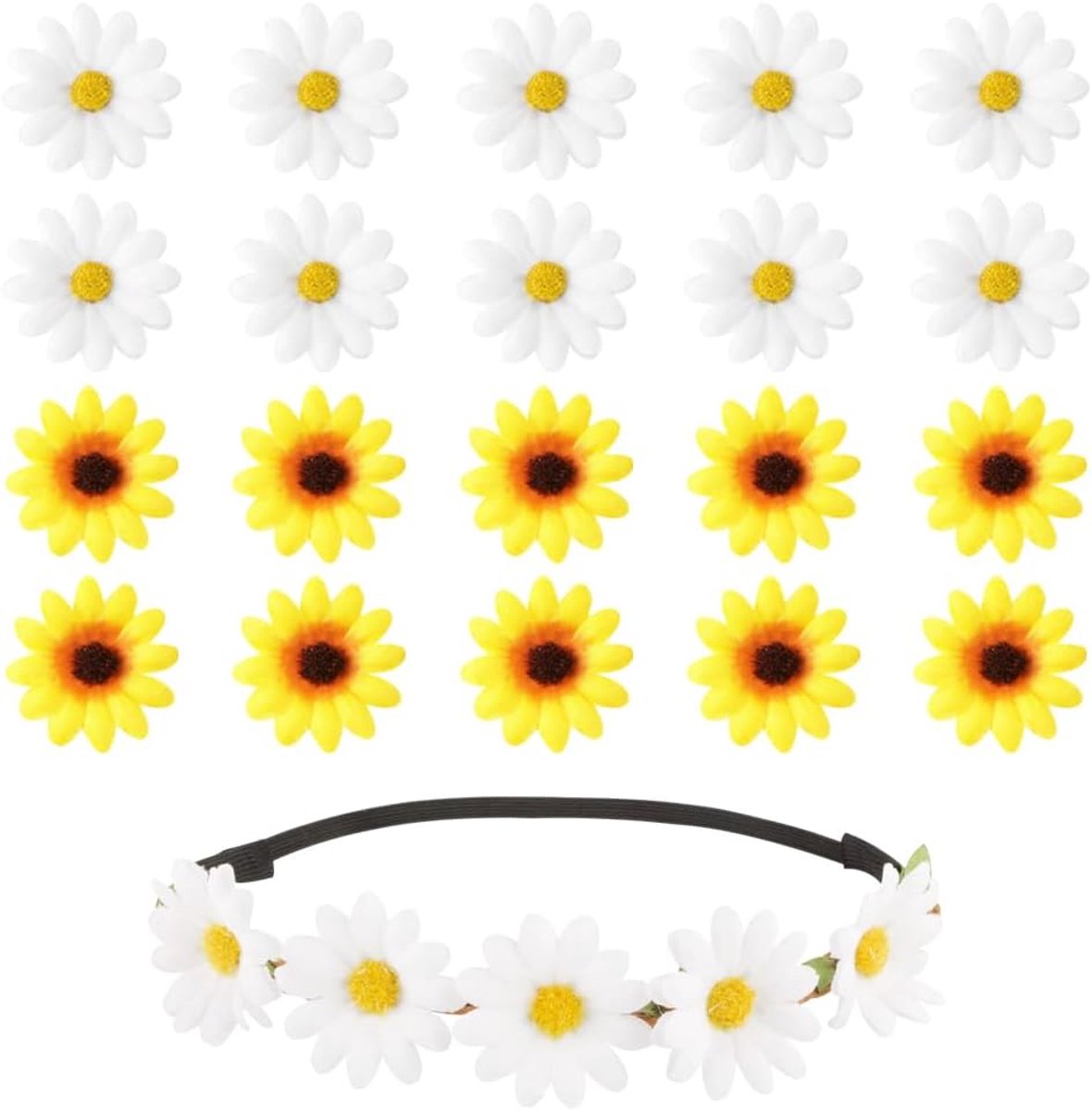 Haarspeldjes met madeliefjes voor vrouwen, hoofdband, madeliefjesbloemkroon, elegante zoete bloemenkant, haarclip, vlecht accessoire voor vrouwen, meisje, bruiloft, bruidsmeisje, meisje
