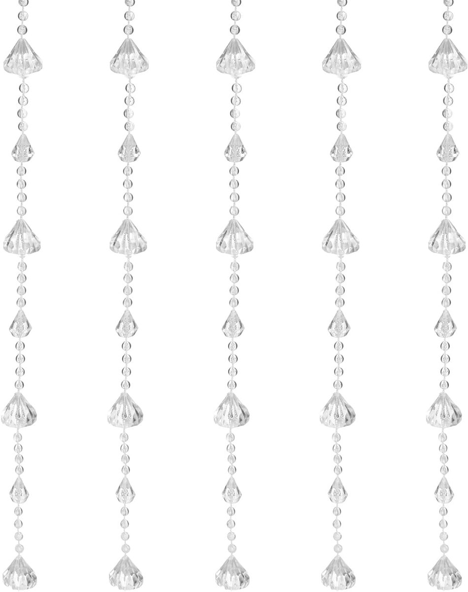 5 stuks acryl kristallen slingers, heldere kristallen parels, slingers, kroonluchters, kristallen, vervangende diamanten, kralen, koord hangend voor bruiloftsdecoratie, handwerk (0,6 m)