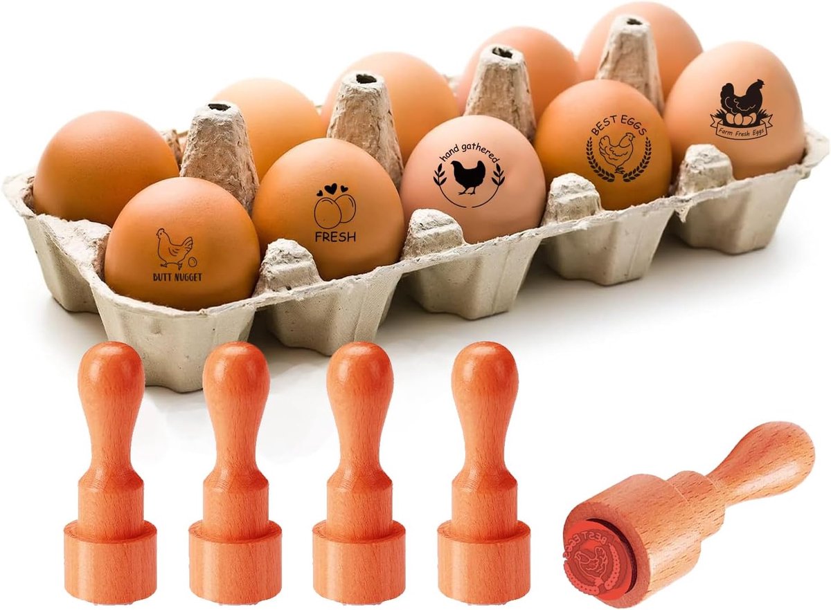 5 Stijlen Hen Wheaten Egg Patronen Houten Rubber Stempel 5,1/2 cm Kleine Mini Stempels Ronde Rubber Stempel voor Scrapbooking Kaart Maken Ei Stempel Stempelen Knutselen Huis Boerderij