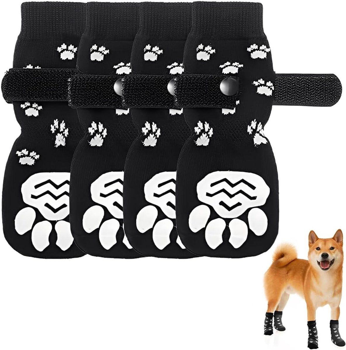 2 paar antislip hondensokken, sokken voor kleine honden, verstelbaar en verkrijgbaar, hondensokken, pootbescherming voor kleine honden, middelgrote honden (S)