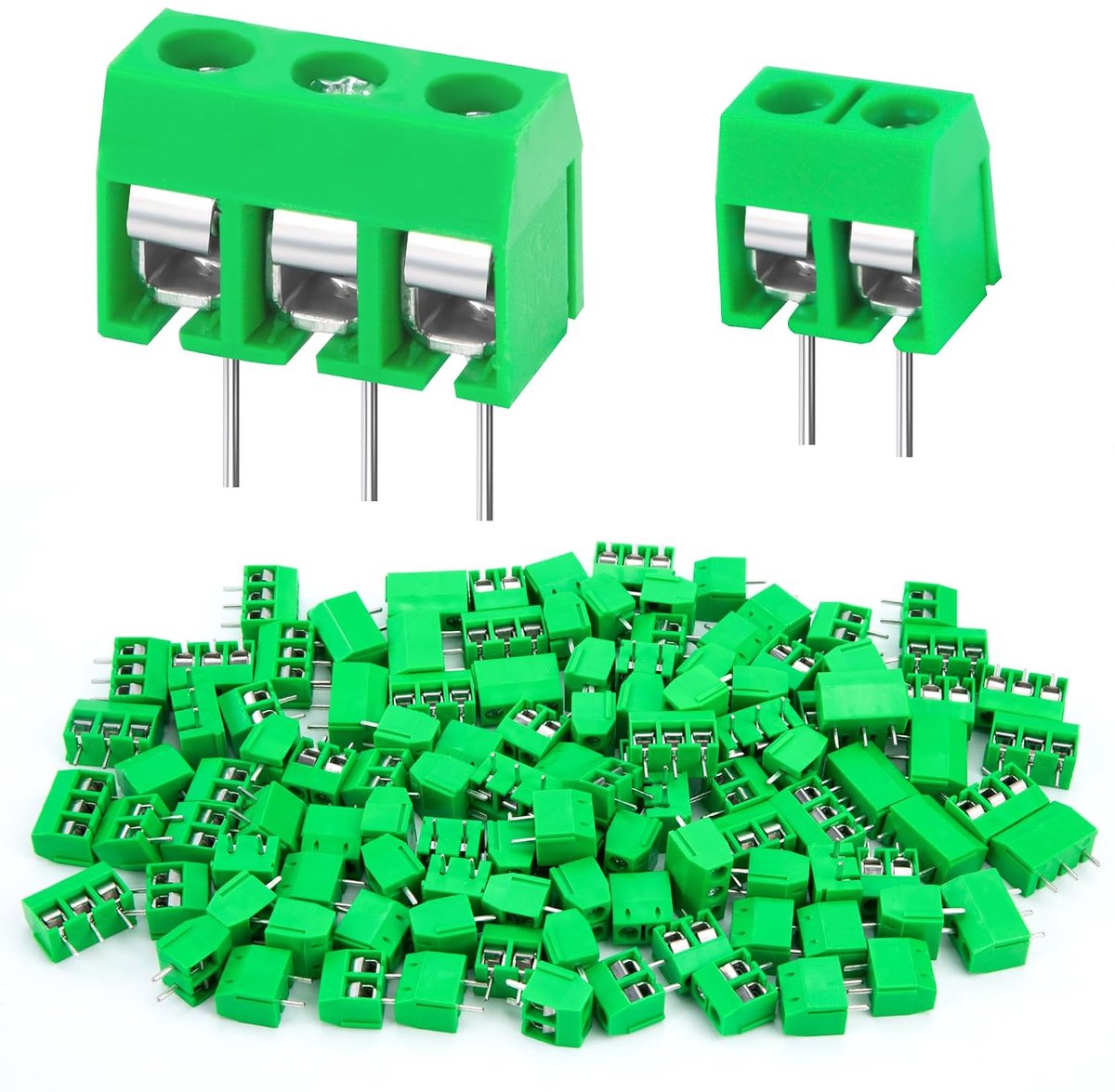 5 mm helling, 60 x 2 pins en 40 x 3 pinnen (pins), printplaat, schroefklemmenblok voor Arduino, groen, 100 stuks