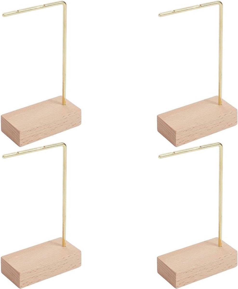 4 stks L Bar Oorbel Stand Messing Sieraden Stand Goud Messing Metalen Oor Stud Oorbel Houders Hanger Display Organizer Plank met Houten Basis voor Sieraden Slaapkamer Entryway Display Home — cadeau in Sieraden - foto 5