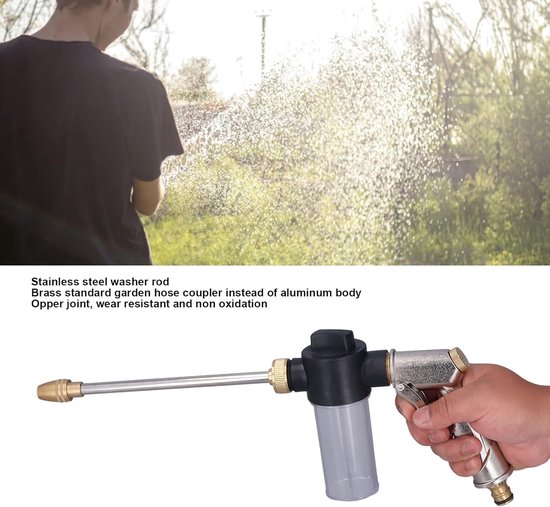 Tuin Schuimkanon, Hogedruk-Waterpistool Tuinslang Toverstaf Mondstuk Sproeier Schuim Wasmachine Spray Reinigingsgereedschap — afbeelding 4