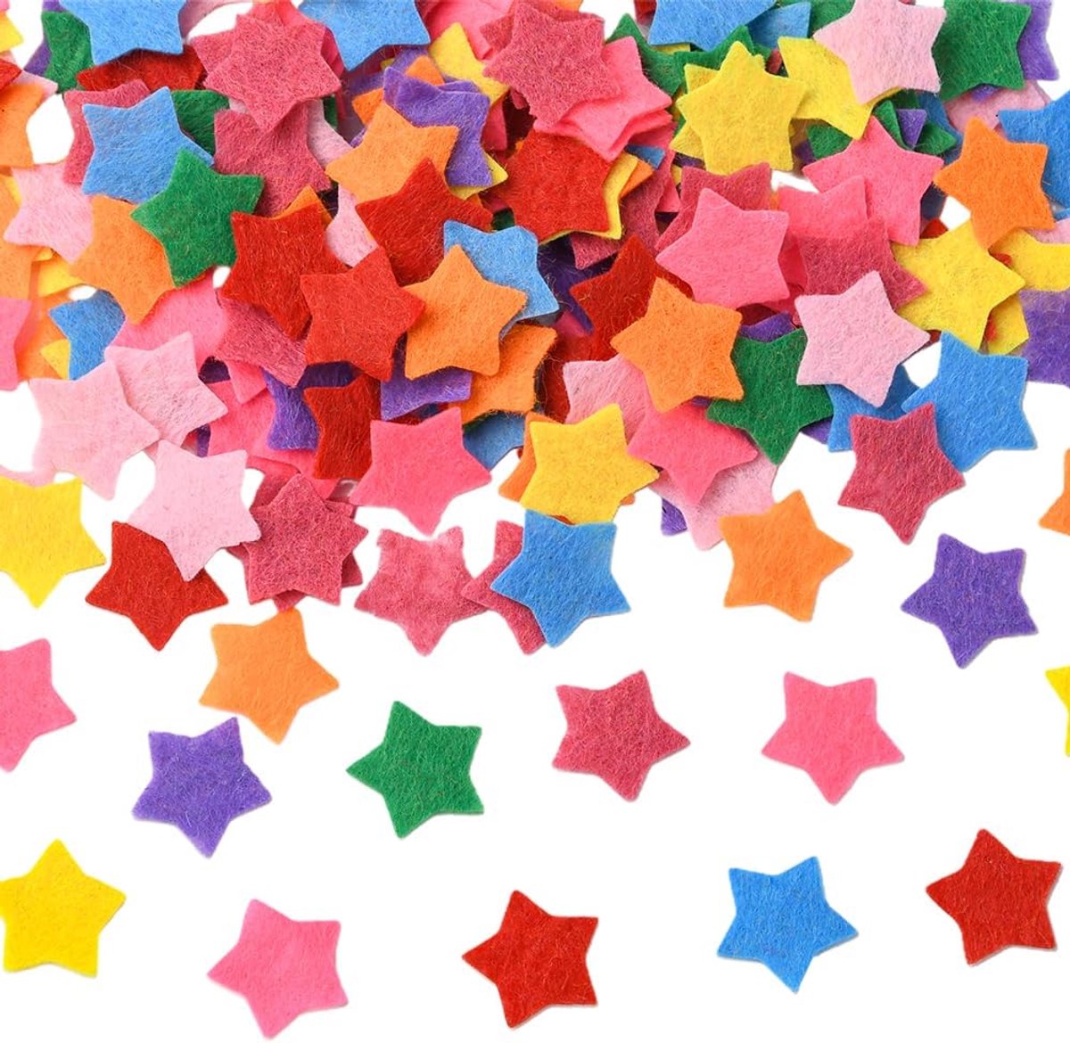 1 Doos 300Pcs Ster Vilt Vormen Vilt Sterren Bulk Pre Cut Kleurrijke Dunne Geweven Kleine Versieringen Stof Platte Naald Vilten Voor DIY Ambachten Benodigdheden Naaien Decoratie Ambachten