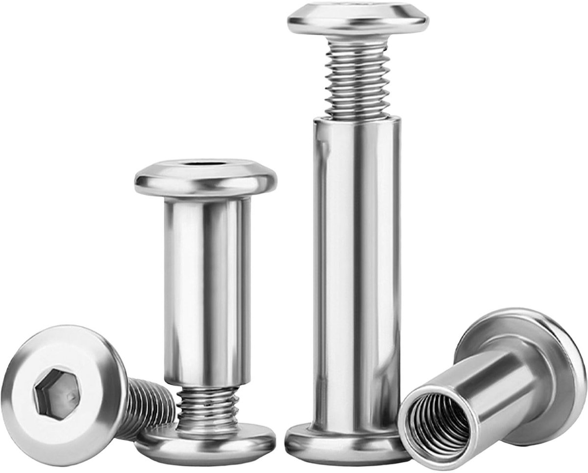 Set Met Hulsmoeren M6 x 20mm, Roestvrij Staal 10 x meubelschroeven, 10 x hulsmoer Verbindingsschroeven Voor Houtmeubelen