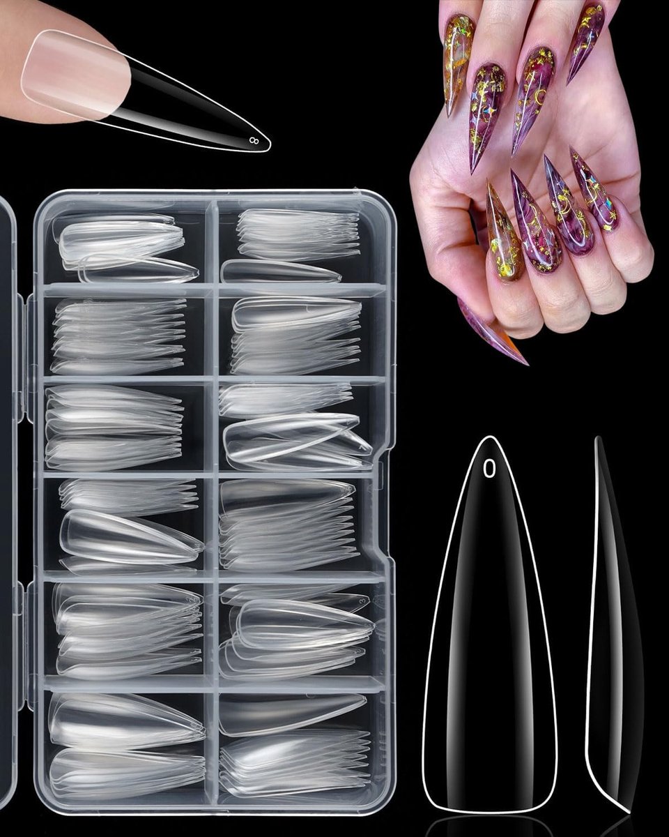 120 stuks nail dual vorms vormen, transparante waterdruppelvorm, 12 verschillende maten met kunstnagels, voor meisjes en vrouwen, nail art design salon
