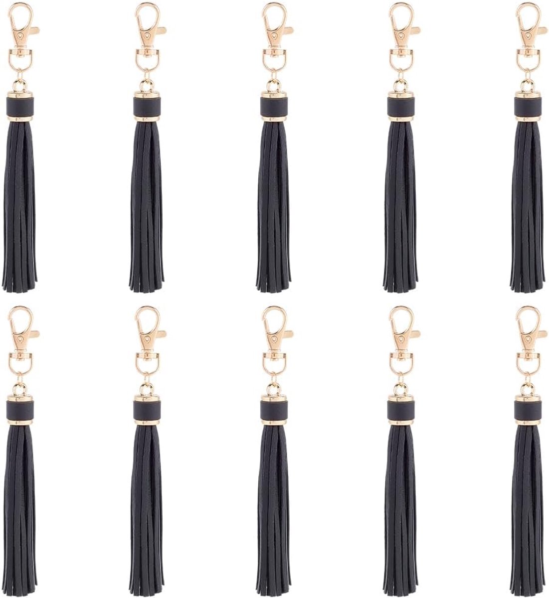 10 STKS PU Lederen Kwastje Sleutelhangers voor Vrouwen Gele Sleutelhanger Charms Auto Sleutelhanger Houder Lederen Kwastje Hanger Handtas Sleutelhanger met Kreeft Sluiting voor Tas