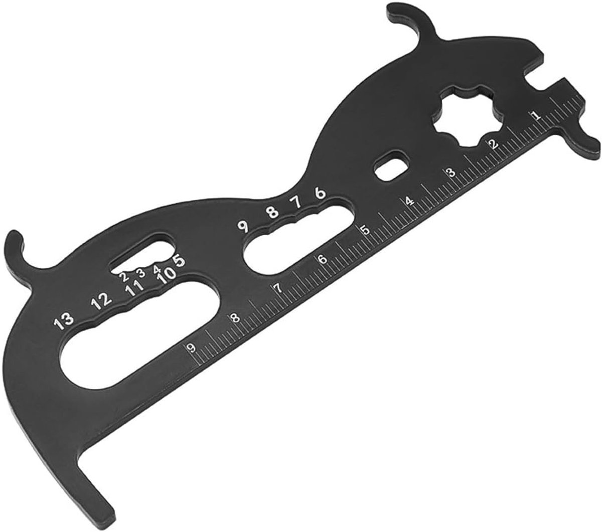 kettingfiets 6 in 1, slijtagemeter, multitool met haak voor het controleren van mountainbikes zwart