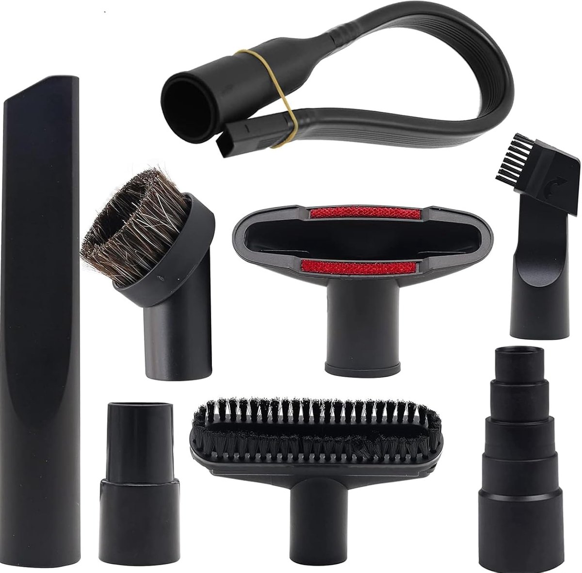 8-delige stofzuigermondstukset, stofzuigeraccessoires, 32-35 mm natte en droge kunststofadapter, flexibele sleufmondstuk, meubelmondstuk, zuigbuis, universele reinigingsset voor stofzuigers