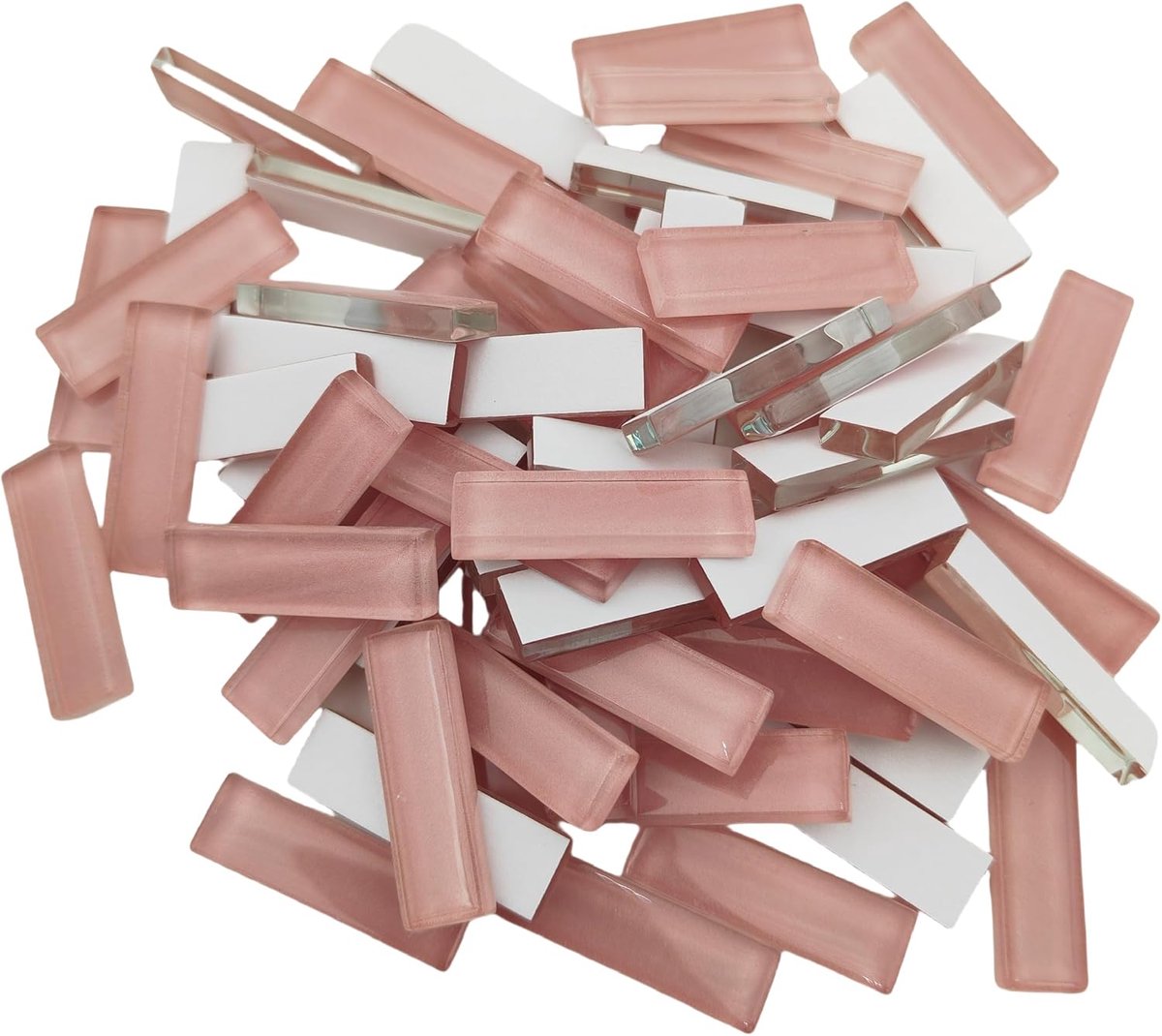 Mozaïek Glas in lood Strips DIY voor Ambachten, 200 g Clear Mozaïek Stukken Vlek Glas Ambachten DIY Hobby Kunst Ambachten Materiaal (Roze, 3,2 CM)