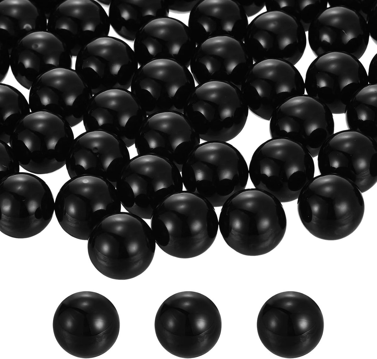 140 stuks 16 mm zwarte kralen, ABS kunstparels, vazenvuller, 300 g, ornamentvulpen voor knutselen, middenstukken, sieraden, aquariumdecoratie