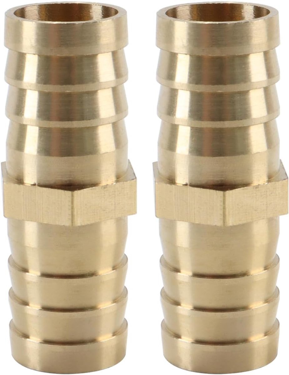 2 stuks slangconnector 19 mm messing slangverbinding rechte 2-weg pijpconnector koppeling met prikkeldraad