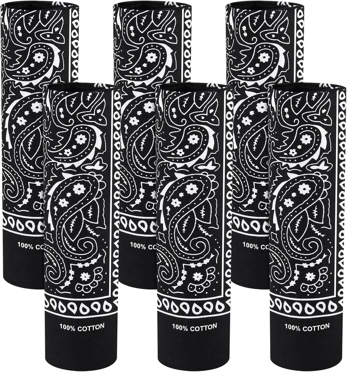 6 Pack 100% Katoen Bandana Paisley Bandanas Hoofd Ccarf Hoofdband Halsdoek Sjaal Zakdoek voor Vrouwen Mannen