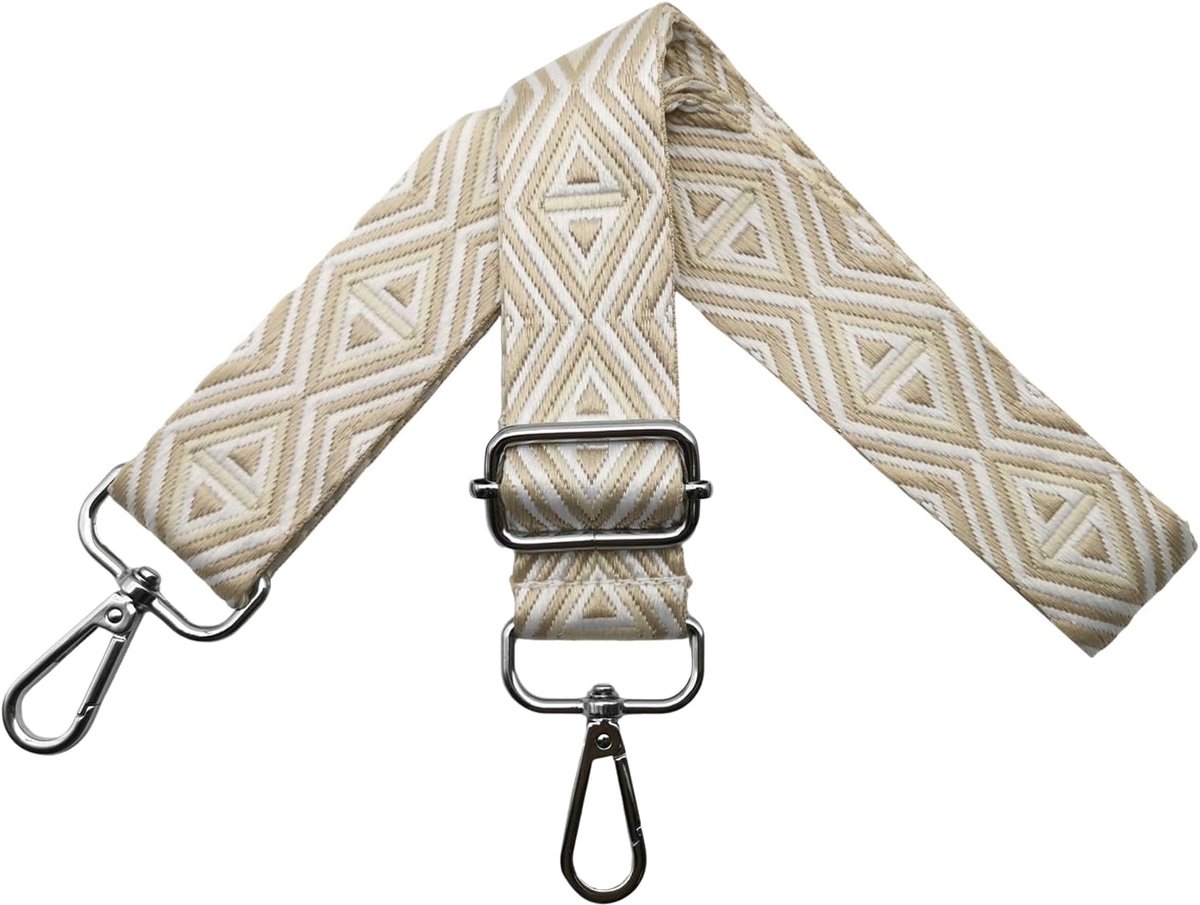 schouderriem voor tassen, tasriemen om te wisselen, 3,8 cm breed met zilveren karabijnhaak, zakband voor dames, handtassen, kleurrijk, M, beige, 80
