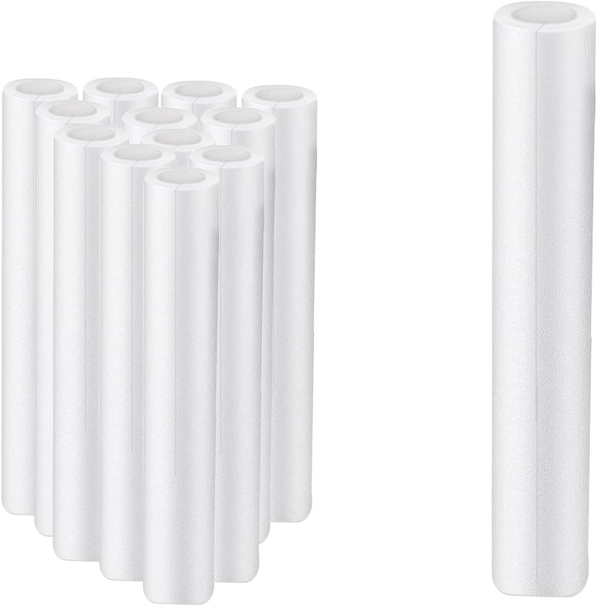 buizen, 12 stuks, antislip, voorgesneden buisafdekking, holle buisafdekking ter bescherming van buizen en warmtebehoud, lengte 40 cm, ID 2,5 cm, OD 4,5 cm