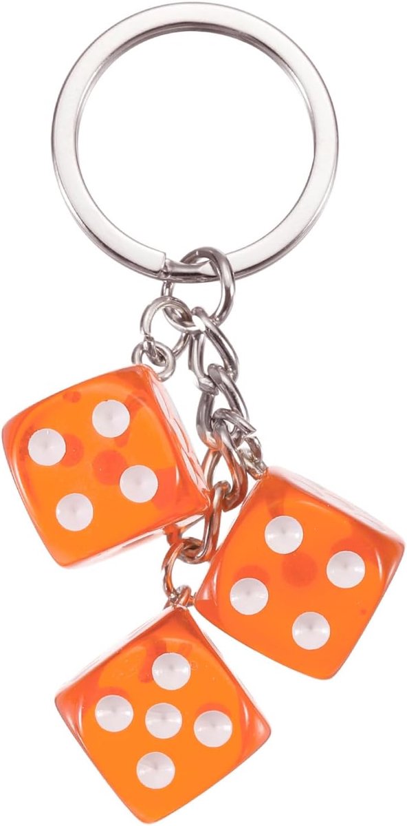 Lucky Dice Sleutelhanger Charme, Hars 3D Cube Vierkante Mini Dobbelstenen Sleutelhangers met 3 Hangers voor Tas, Portemonnee, Portemonnee, Auto, Mobiele Telefoon Accessoires