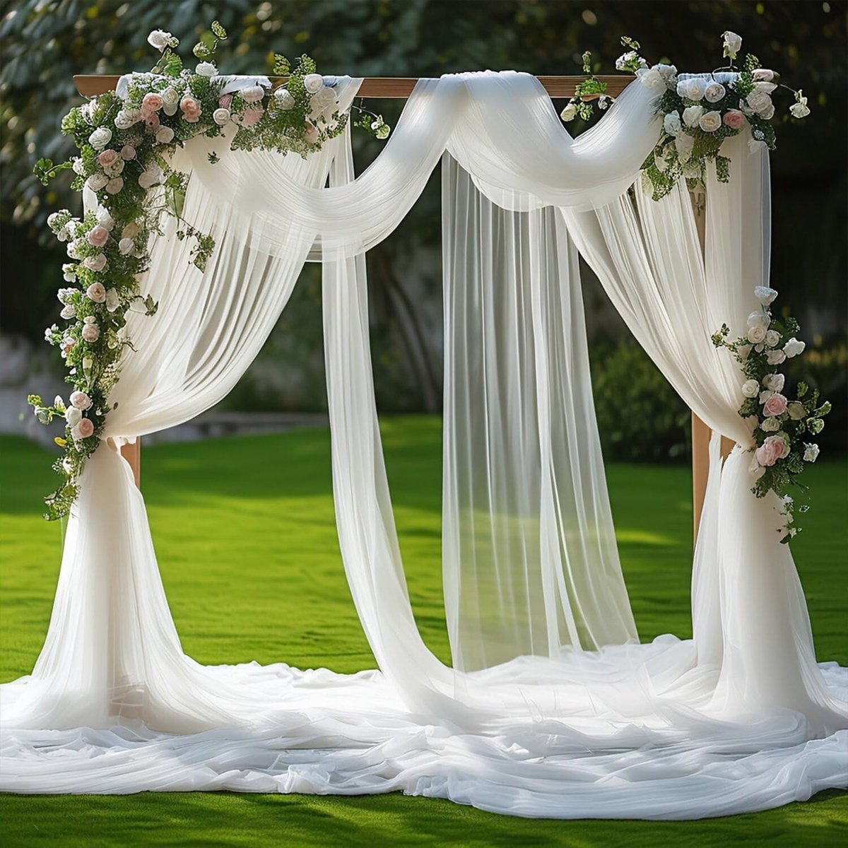 Huwelijksluifel Huwelijksboog Gordijn Organza | 1,6 x 8 m wit tule gordijn organza stof voor drapering boog decoratie bruiloft ceremonie party achtergrond