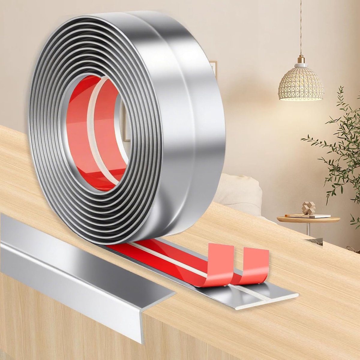 muur, zelfklevend, deurrandbescherming voor kamerdeuren, ramen, muren, keuken, tegels, waterdichte rol, eenvoudig op maat te snijden, ideaal (zilver, 2cm x 8m)
