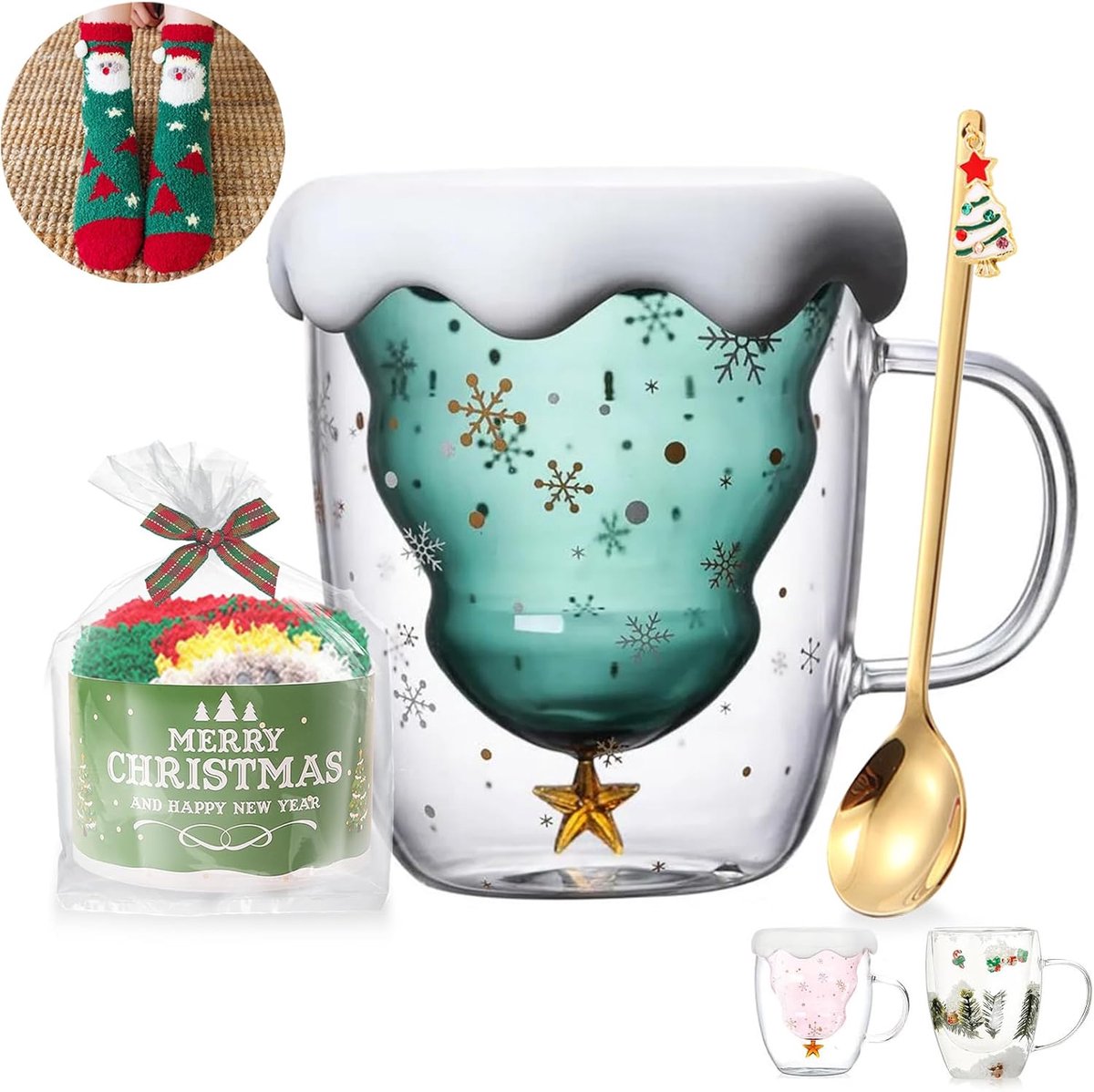 mokken Kerstmis beker koffie theeglazen drinkglazen koffieglas dubbelwandig geïsoleerd glas espresso-kop