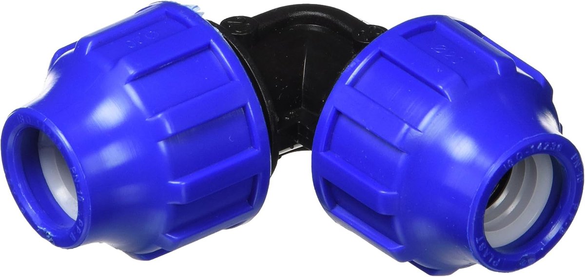 & M 90 graden hoekaansluitstuk, 20 mm, zwart en blauw