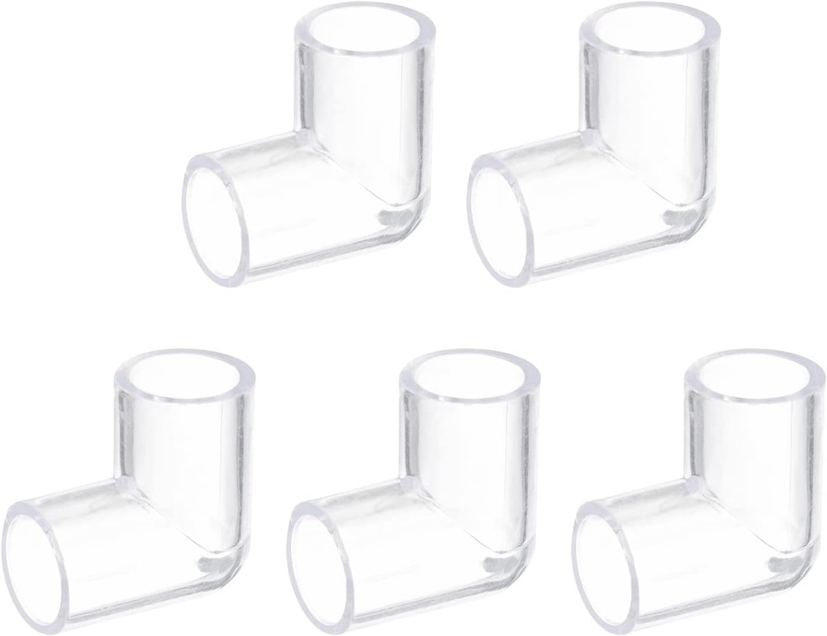 sourcing map 5 stuks transparante acrylslang ellebogen, 16 mm/0,63 inch 2-weg hoek slangverbinder, adapter voor aquaria, water, tank, vis