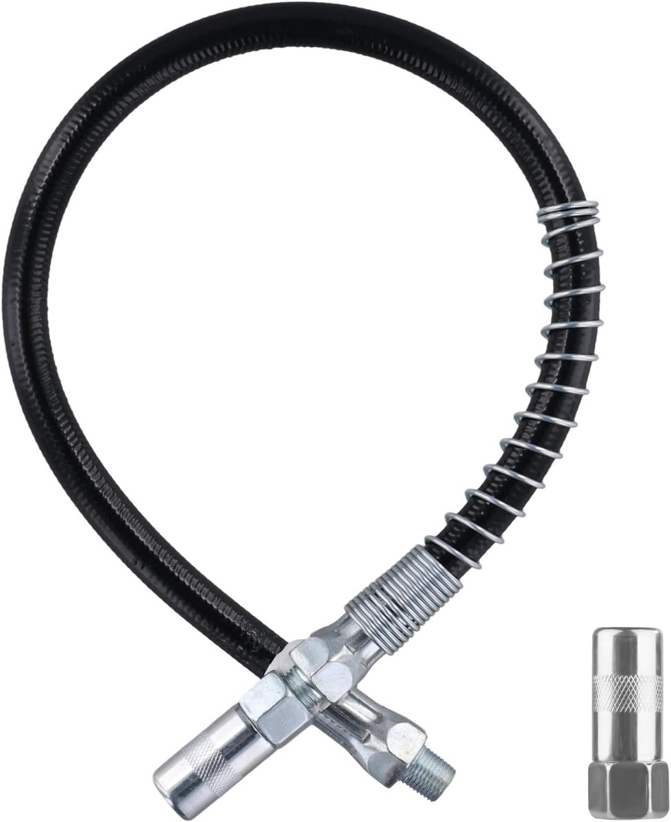 Vetspuit, 45 cm Flexibele Slang met Veer met Vetpistoolkoppeling, 8000PSI 1/8" NPT-schroefdraad Fittingen voor Vetspuiten