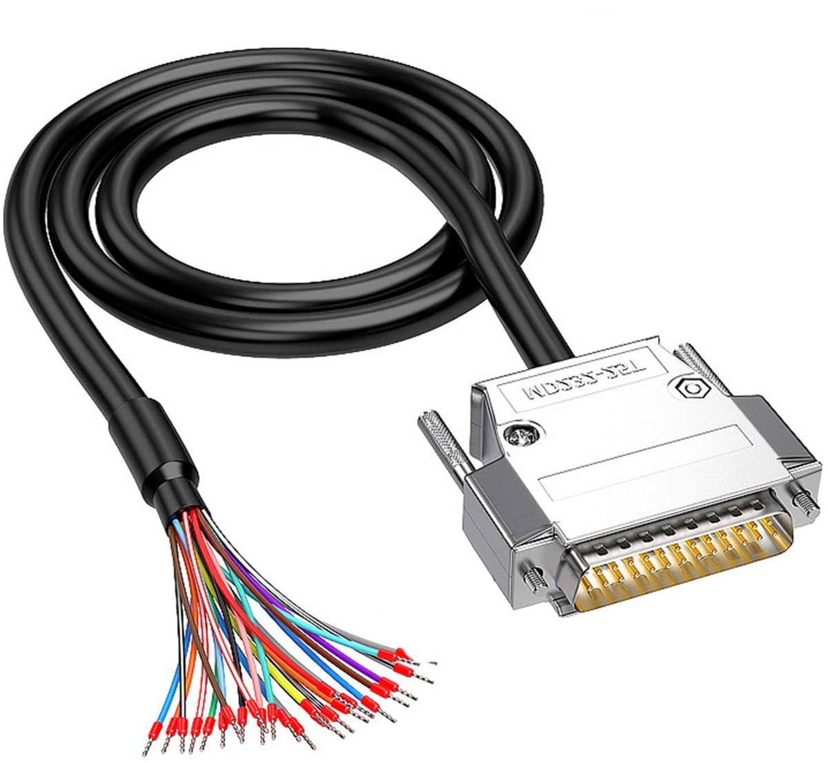 DB25 Connector Adapter RS232 25 Pin Seriële Verlengkabel Soldeerloze 25-pins Poort Breakout Vervangende Kabel met Naakte Draad - 1M (DB25 Mannelijk)