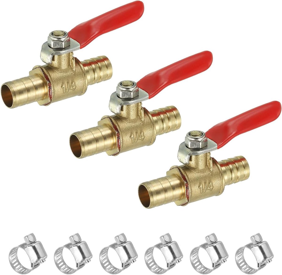 3/8 inch mini kogelventiel messing afsluitventiel schakelaar buis verbindingsstukken met klem 90 afsluiter rode werking greep messing ventiel 3 sets