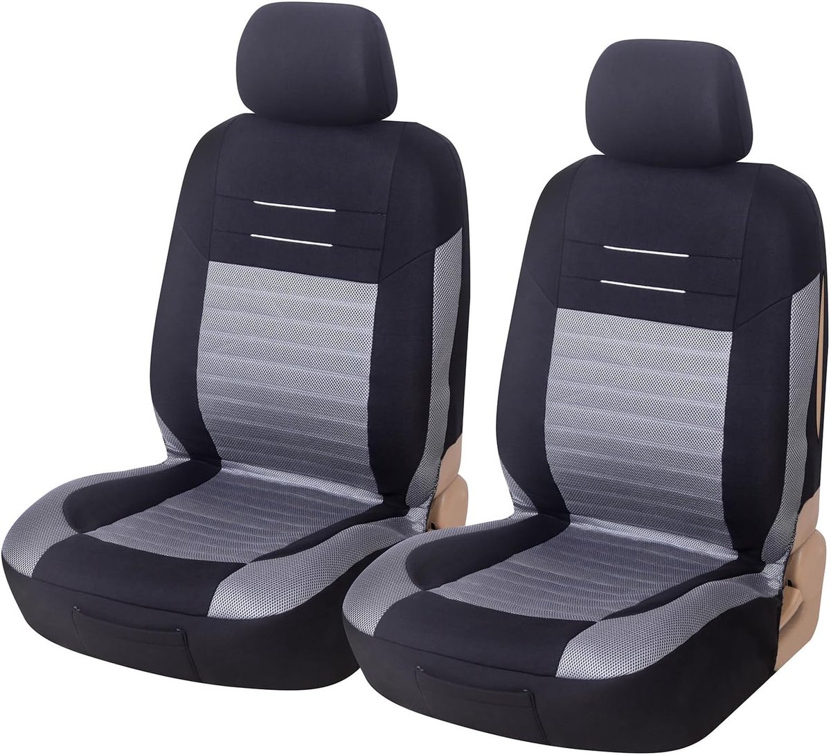 Autostoel-Hoezen Voorstoelen Universeel Zwart Grijs | Universele Autostoel-Hoes voor Bestuurdersstoel en Passagier | Auto Accessoires Interieur
