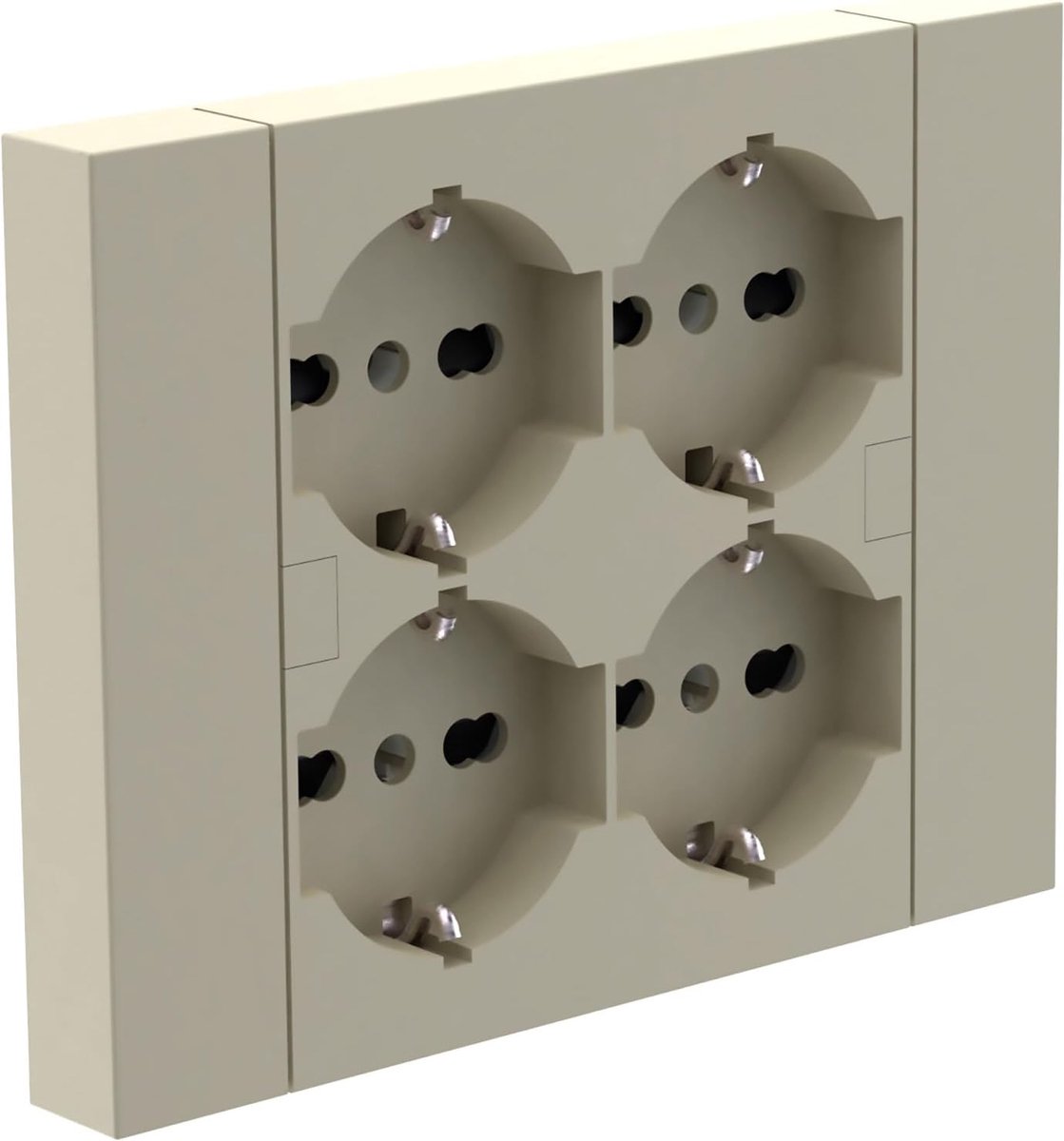 22125 inbouwstopcontact Quadra 4 plaatsen universeel P40, compatibel met alle 3-voudige inbouwdozen (metselwerk of gipsplaat)