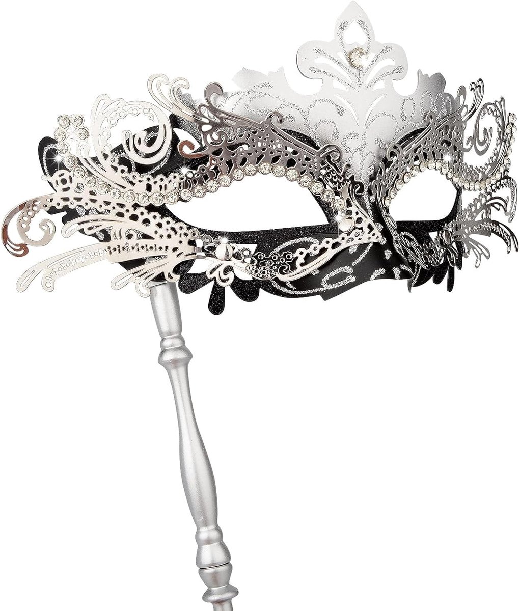 Maskerade masker met stok, Mardi Gras Deecorations Venetiaanse maskers voor dames