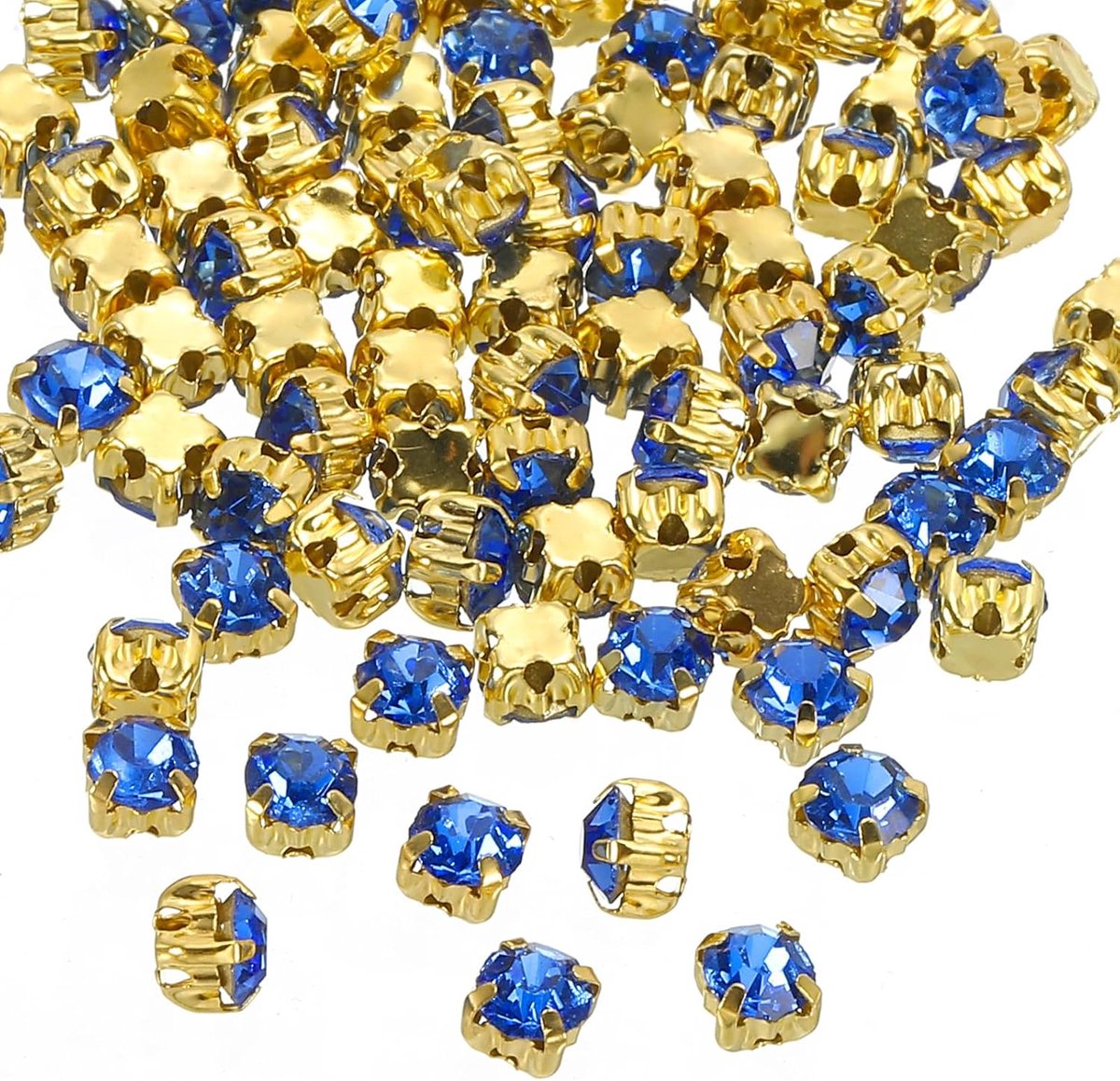 4 mm klauw naai op strass kristallen, 100 stuks glazen metalen platte basis bloem klauw edelstenen ambachten naaien voor schoenen jurk kleding handwerken riem naaien accessoires, lichtblauw