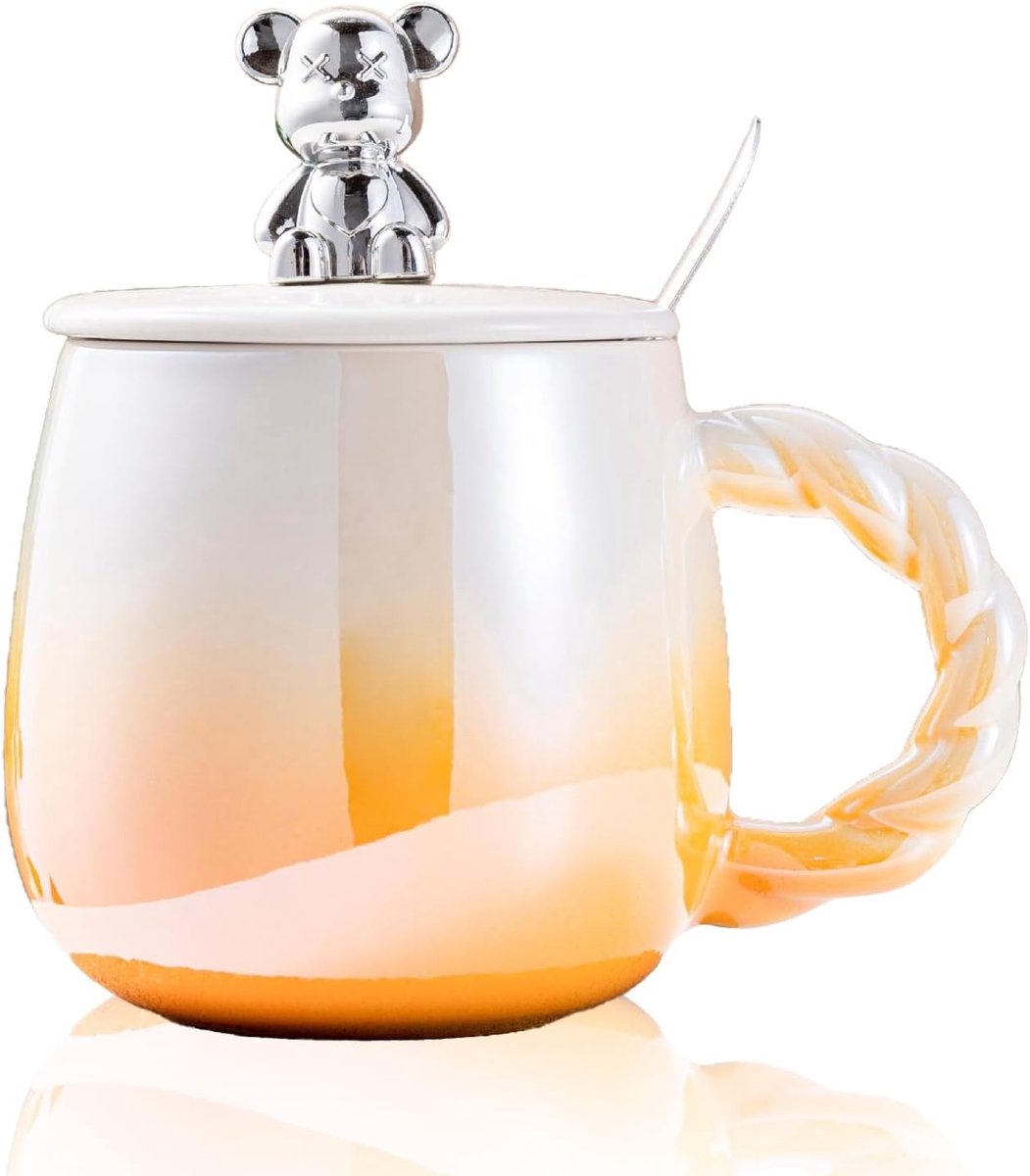 450ml Keramische Mok met Reactief Glazuur, Grote Koffiemok met Oor, Uniek Design, Porselein, Magnetron- & Vaatwasserbestendig (4)