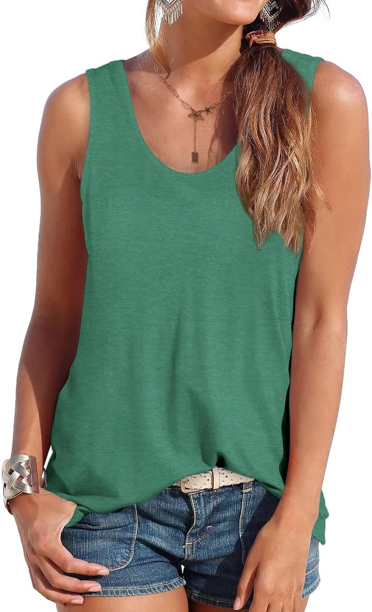 Tanktop voor dames, zomer, mouwloos, bovenstuk, zomermode, ronde hals, shirt voor dames